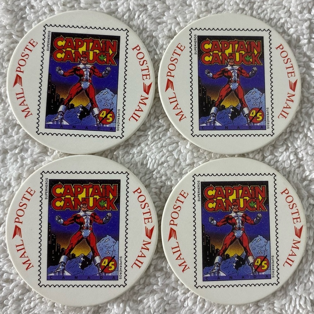 5/$35 Vintage Post Mail Captain Canuck Postage Stamp POGs x4